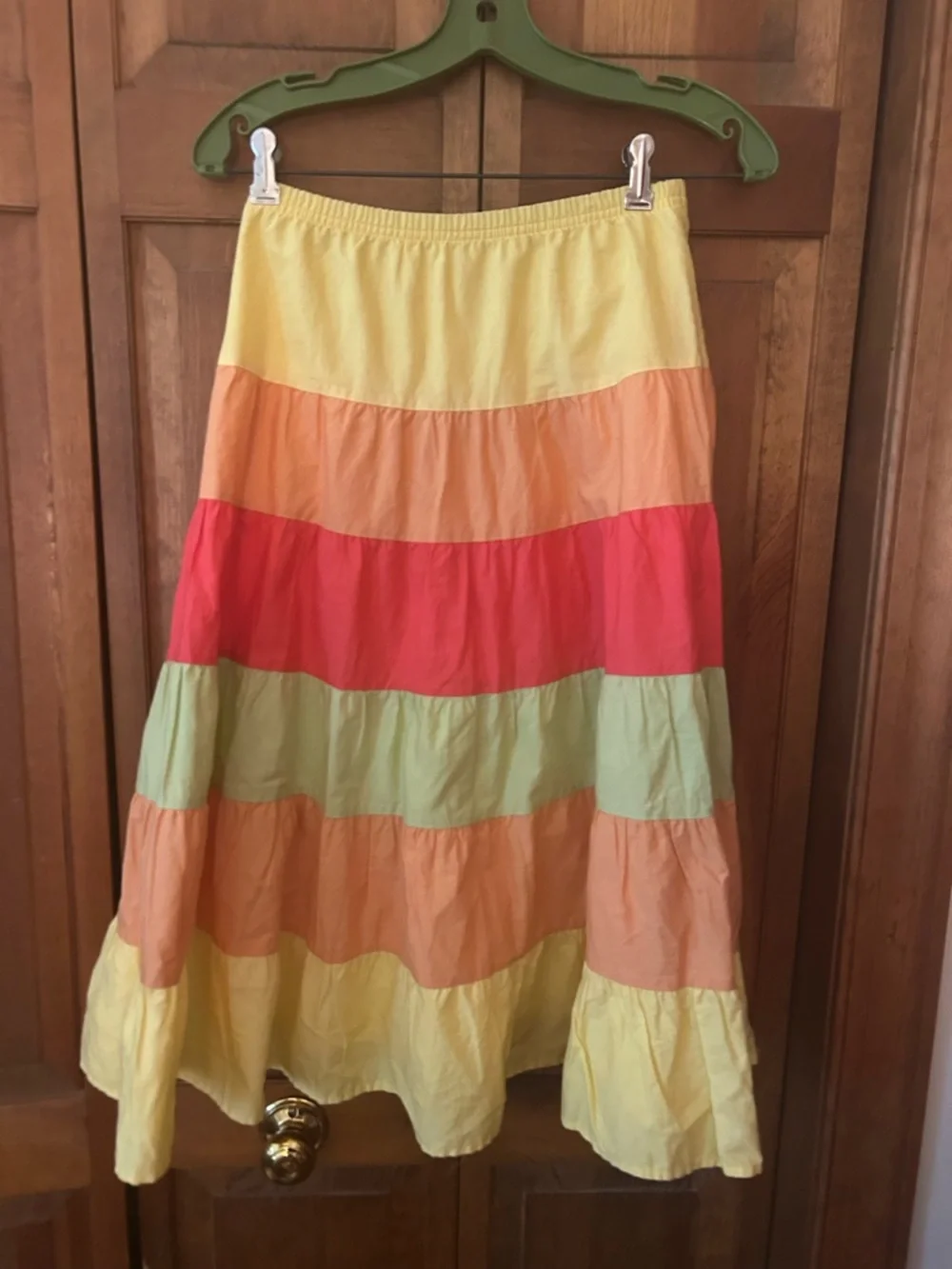 Gymboree Girl’s Sz 12 100% Cotton Yellow, Orange, and Green Tiered Skirt